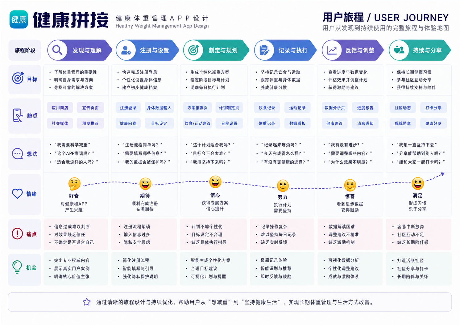 健康拼接 APP 用户旅程地图